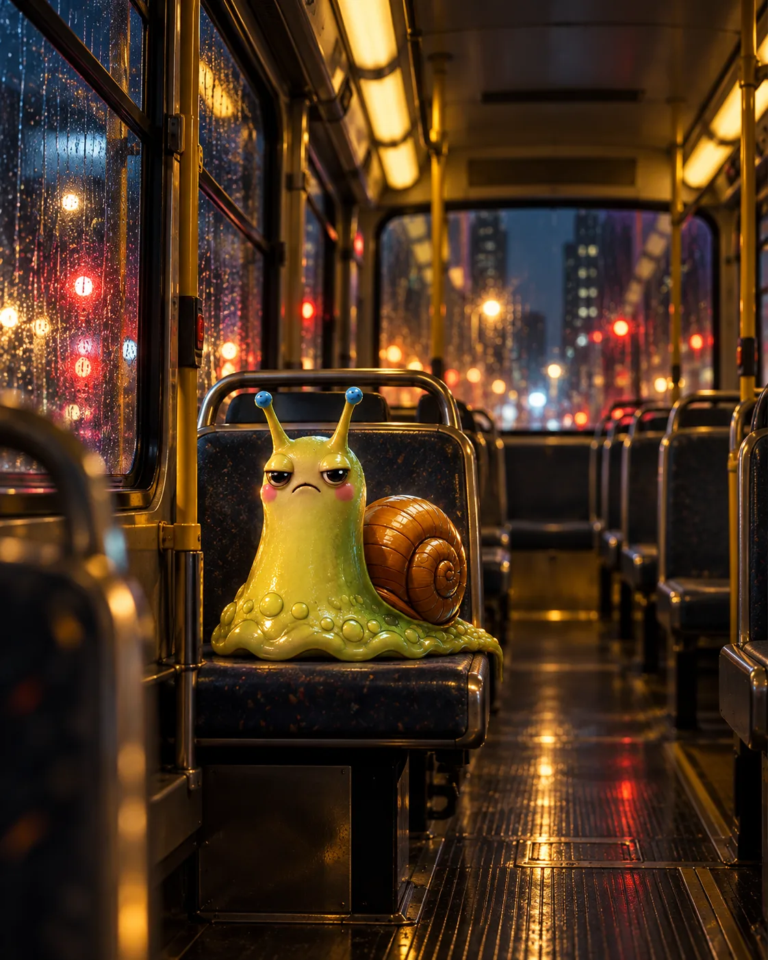 DOOMSLUG riding a city bus at night